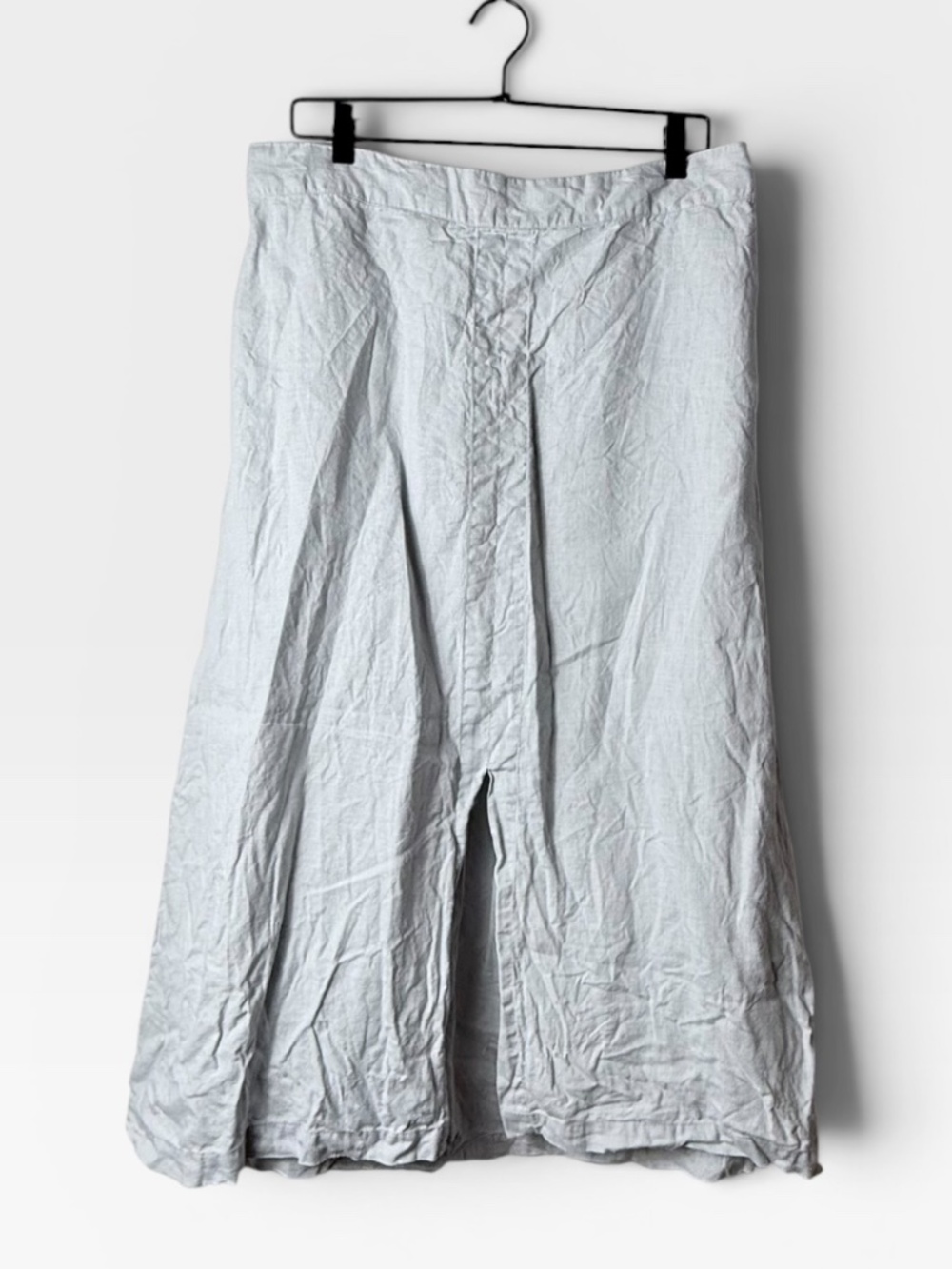 Flax Sky Blue Linen Midi Skirt Front Slip Size Medium (G)